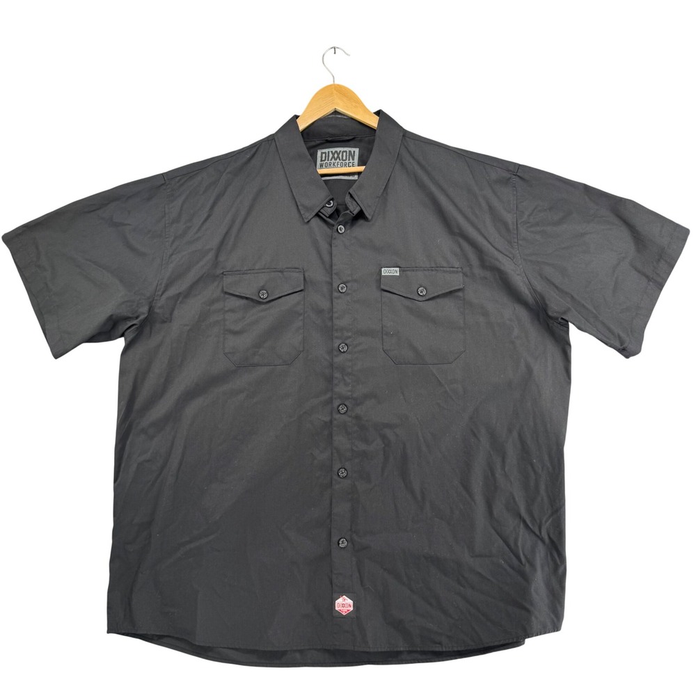 Dixxon Workforce Shirt Mens 5XL Black Short Sleeve Button Down Double Pockets